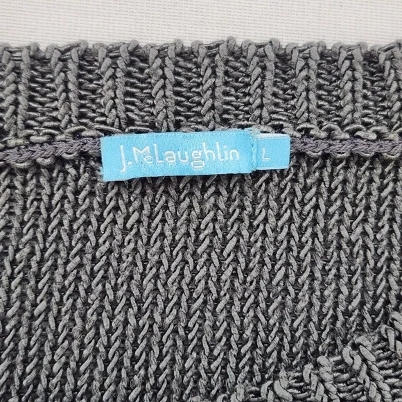 J.McLaughlin Women Charcoal Gray Textured Garter Knit Crew Neck Sweater Large L - Picture 2 of 7